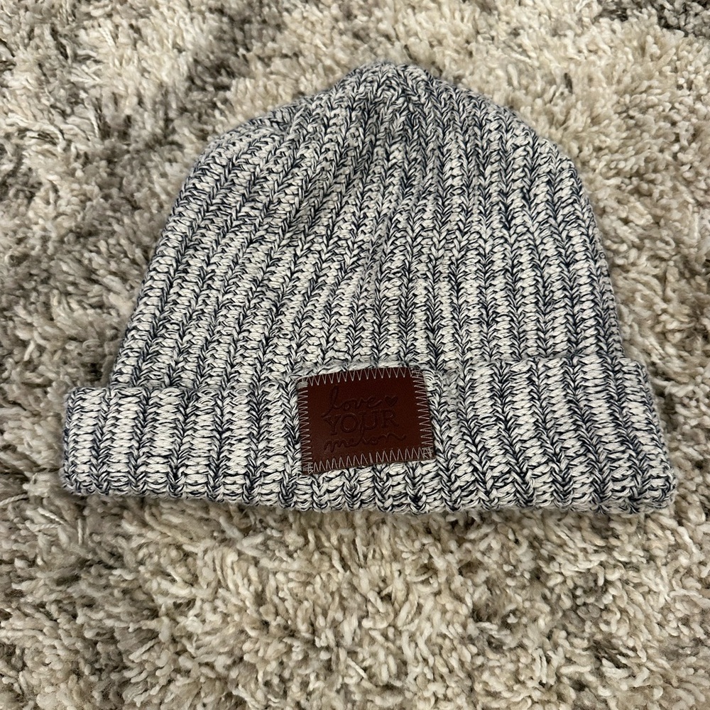 Love Your Melon Black and White Knit Beanie